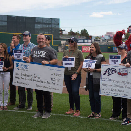 2022 Community Partners Program check presentation at Greater Nevada Field