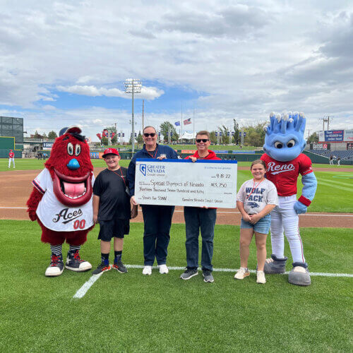 2022 Special Olympics Nevada check presentation at Greater Nevada Field