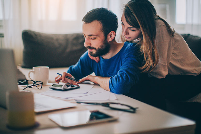 Couple reviewing finances