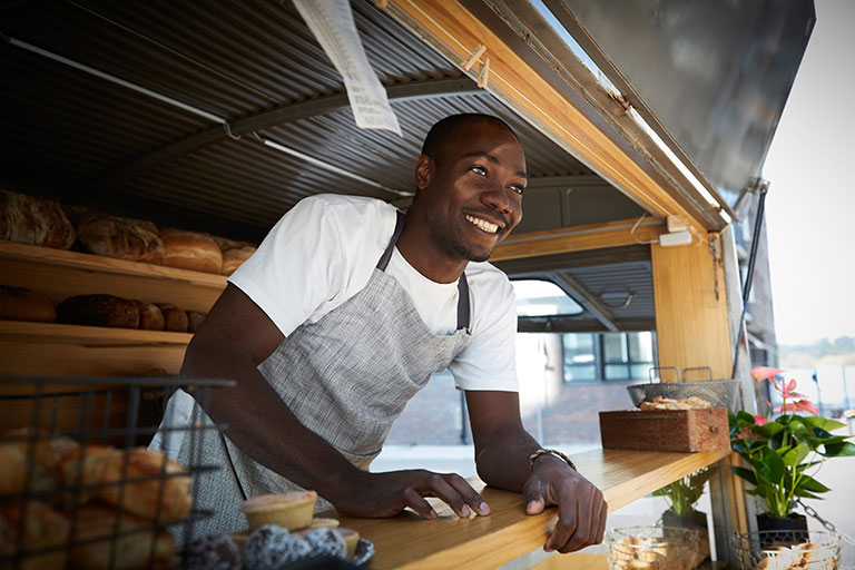 Small business owner in his trailer