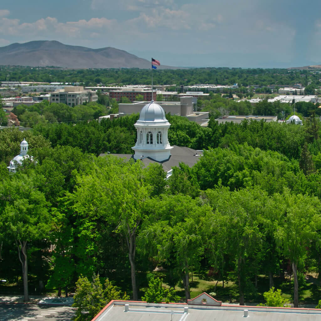 Aerial photo of Carson City's capitol building