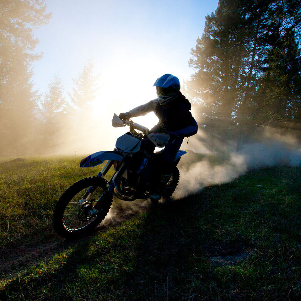 Dirt biker in the woods