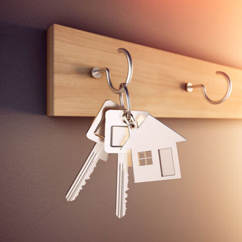 Keychain with home hanging