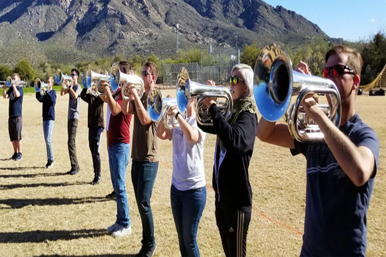 university of nevada marching band practices in field