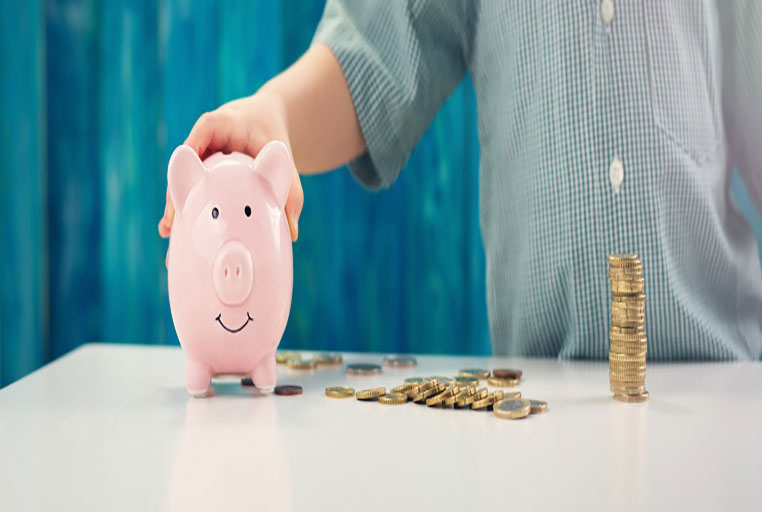 piggy bank and coins