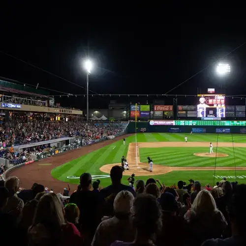 Fans at night at Greater Nevada Field