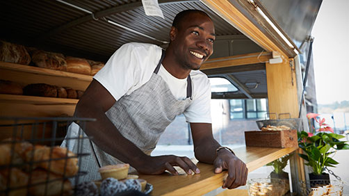 Small business owner in his food truck