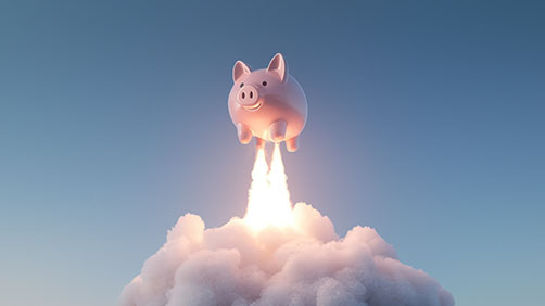 Piggy bank rocket ship