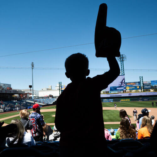 Reno Aces fan with foam #1 hand at Greater Nevada Field
