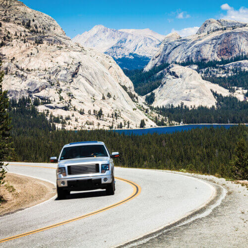 Truck driving in the Sierra Nevada