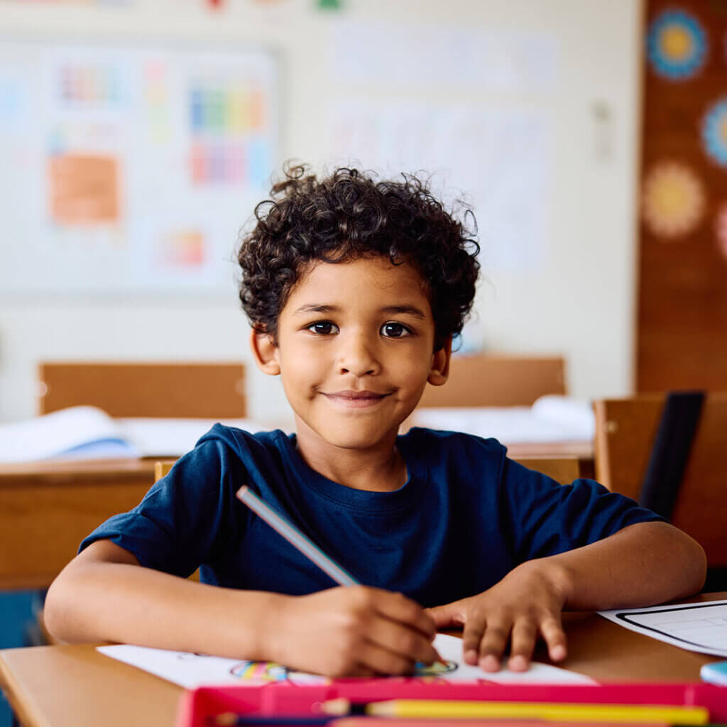 Young student in a classroom