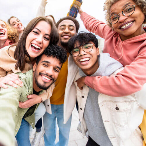 Friends doing a selfie together